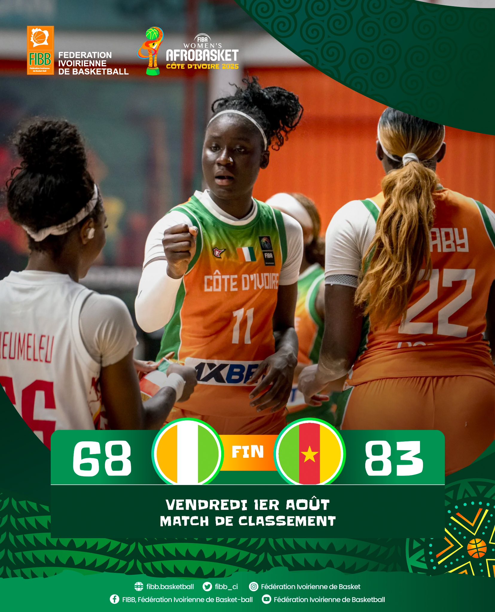 Afrobasket Dames 2025 : deuxième défaite d’affilée pour la Côte d'Ivoire, dominée par le Cameroun