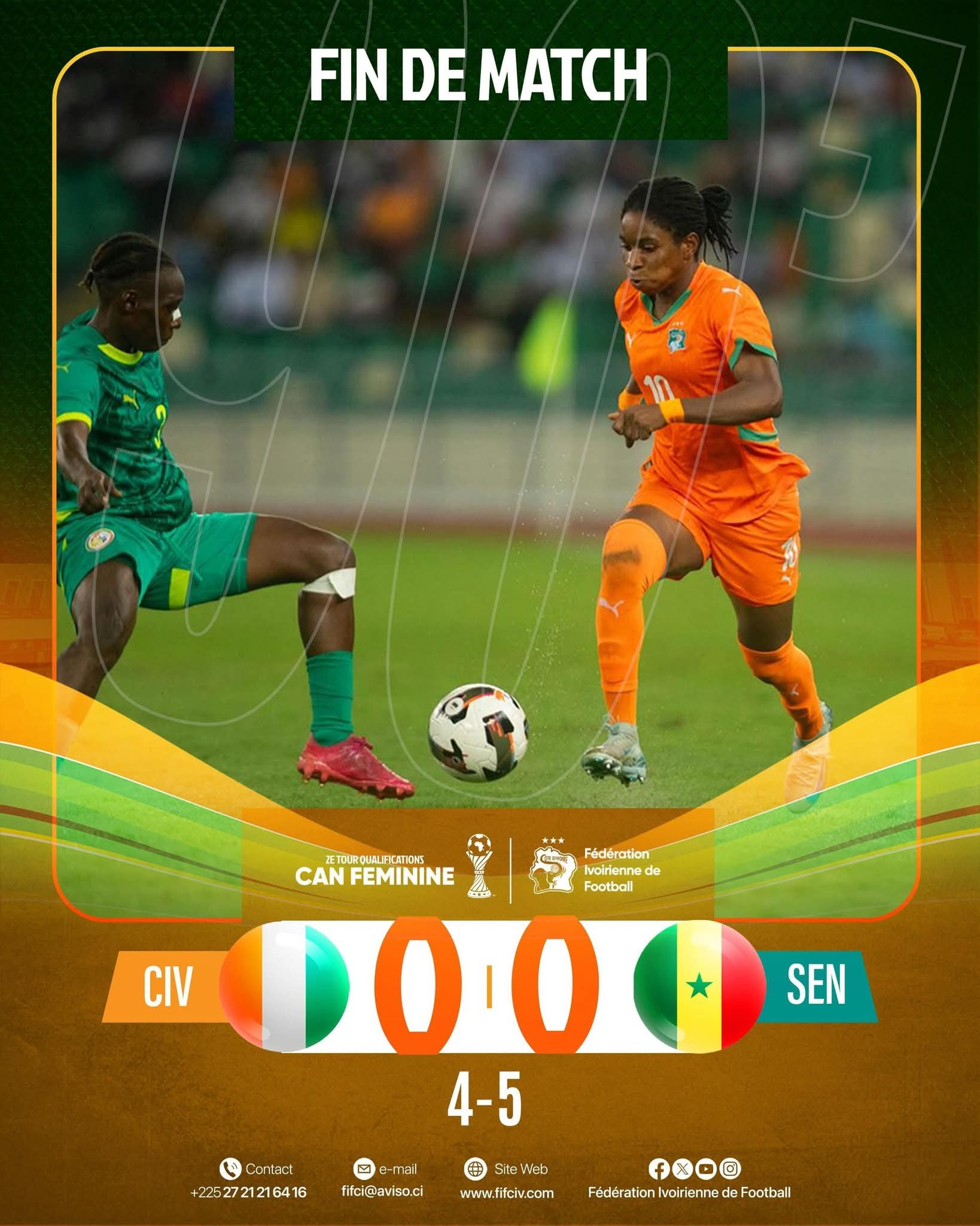 Éliminatoires CAN féminine : les Éléphantes tombent face aux Lionnes du Sénégal