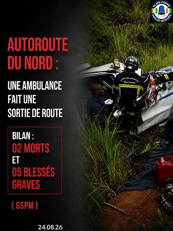 Accident de la route : une ambulance fait une sortie de route, deux morts et cinq blessés graves